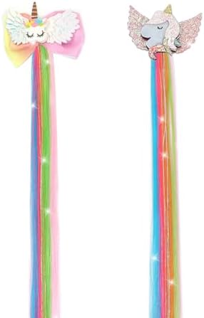6 Pcs Unicorn Hair Bows Hair Clips For Girls Rainbow Hair Extensions For Kids Toddler Kids Ponytails Hand-made Cute Glitter Hair Accessories - Image 4