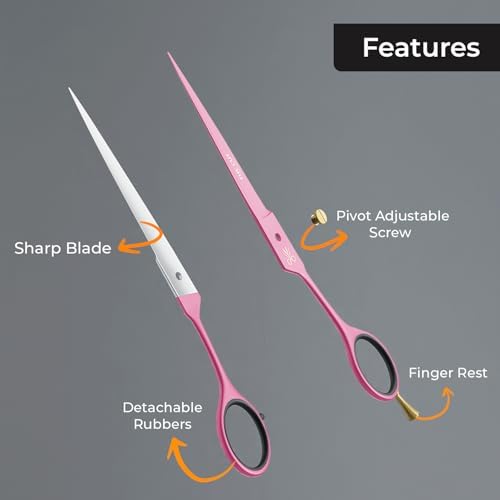The Cut Factory- 6.5” Professional Hair Scissors - High Carbon 420 Stainless Steel Hair Cutting Scissors, Ultra-Sharp Barber Shears for Salon & Home (PINK) - Image 6