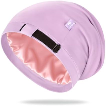 OLESILK 100% Mulberry Silk Bonnet for Sleeping Women, Hair Wrap for Curly Hair Care, Real Silk, Not Satin, Purple by OLESILK
