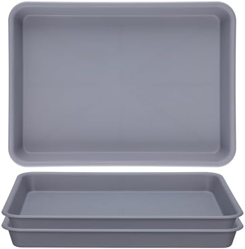 Grey Plastic Trays 11 Inch, UV Resistant Plant Pot Saucers for Indoor & Outdoor Use, Drip Trays for Potted Plants(Pack of 3) by GREANER