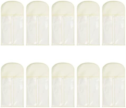 10 Pieces Wig Hair Extension Storage Bag, Dust-Proof Wigs Pouch Organizer Protect for Professional Hair Extensions with Nylon Wig Caps(Beige) by Unknown