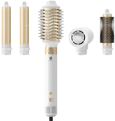 Hair Dryer Hot Air Styler: High-Speed Blow Dryers with Negative Ionic for Fast Drying Frizz Control, Extra Long Barrel 1 1/4 Inch Curling Iron Airflow Auto Wrap Curler for Quick Styling (White) by TakeHairSalonHome
