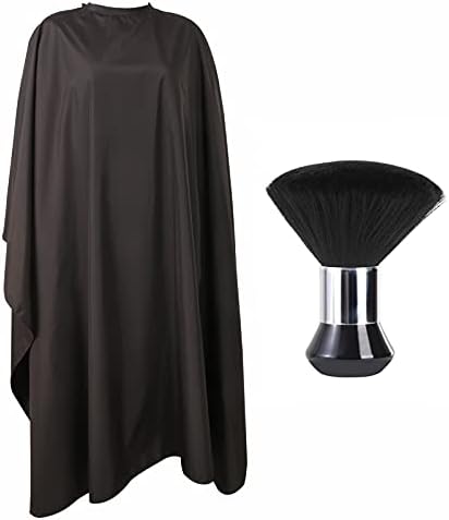 Professional Hair Cutting Cape with Neck Duster Brush, Large Size Salon Barber Cape for Men, Women and Kids(Black) by YELEGAI