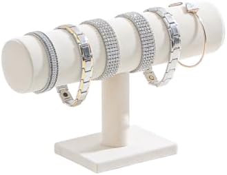T-Bar Bracelet Holder, Bracelet Watch Display Stand For Store Show, Hair Tied Watch Jewelry Organizer Rack For Selling Show (Beige Velvet) by FocusOnJewelryDisplay