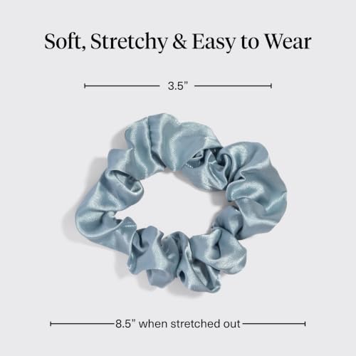 Kitsch Satin Scrunchies for Women | For All Hair Types - Haze Blue, 5pcs - Image 5