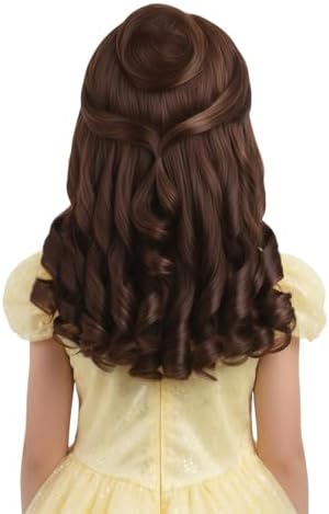 Brown Wig for Kids Girls Long Curly Belle Wig Princess Cosplay Wig Halloween Cosplay Wigs (Dark Brown) - Image 3