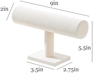 T-Bar Bracelet Holder, Bracelet Watch Display Stand For Store Show, Hair Tied Watch Jewelry Organizer Rack For Selling Show (Beige Velvet) - Image 5