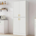 Cozy Castle Kitchen Pantry Cabinet, 71" Tall Wood Storage Cabinet with Doors and Shelves 4 Doors Freestanding Cupboard for Dining Room Living Room Furniture, White by CozyCastle