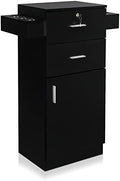 OmySalon Salon Stations for Hair Stylist, Beauty Salon Storage Cabinet, Hair Styling Equipement Set with a Large Storage Cabinet, 2 Drawers and 6 Hair Dryer Holders, Black by OmySalon