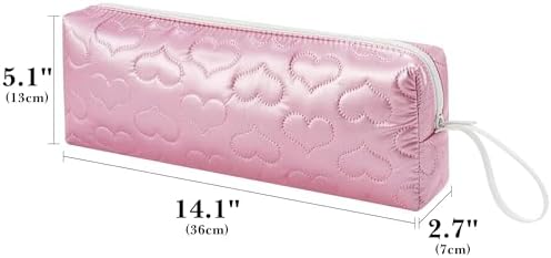 Heat Resistant Hair Tools Travel Bag, Portable Storage Case Pouch with Heart Pattern for Curling Irons, Flat Irons, Hair Straighteners and Accessories (Peach Pink) - Image 2