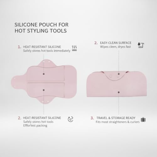 Silicone Heat Resistant Pouch for Hair Styling Tools, Travel Storage Bag for Curling Iron & Straightener, Compact Organizer Case - Image 5