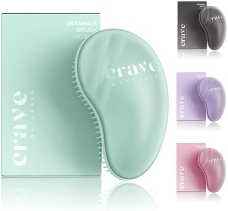 Crave Naturals Mini Detangler Hair Brush Turquoise – Glide Thru Hair Detangler Brush for Women, Kids & Toddlers – Gentle Scalp Care, No-Pain Tangle-Free Hairbrush for All Hair Types, Travel Hair Brush by CraveNaturalsDetanglingBrush