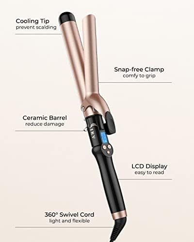 IKV 1 1/4 inch Curling Iron Extra Long Barrel, Soft Medium Bouncy Curls - Image 6