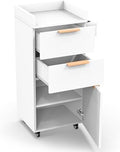 OmySalon Salon Trolley with Wheels, 2 Drawers & 1 Storage Cabinet, Salon Cart for Hair Stylist, Portable Styling Station for Barbershop Beauty Spa, White by OmySalon
