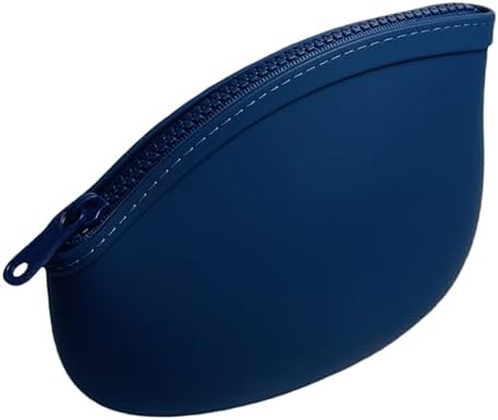Small Makeup Bag Premium Silicone Purse Bag Multifunctional Essential Bag Zipper Pouch Water and Heat Resistant (Blue) by WHHJM