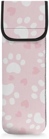 Dog Paw Pattern Hair Flat Iron Case Holder Canvas Bag Heat Resistant Curling Iron Straightener Holder Bag for Hair Tools Curling Iron Organizer Bag by Unknown