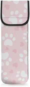 Dog Paw Pattern Hair Flat Iron Case Holder Canvas Bag Heat Resistant Curling Iron Straightener Holder Bag for Hair Tools Curling Iron Organizer Bag by Unknown