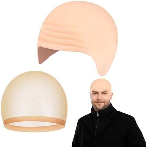 Halloween 1 Pcs Latex Bald Cap with 1 Pcs Head Wig Cap for Adult Men Women Costume Accessories for Halloween Makeup Party Costume by Unknown