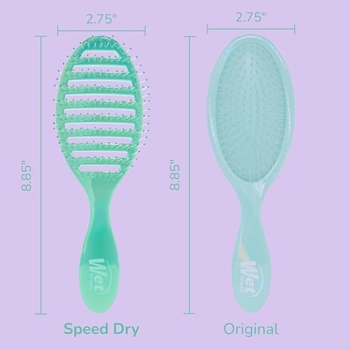 Wet Brush Speed Dry Hair Brush, Blow Dry Safe Bristles & Vented Design For Faster Drying Time, Ergonomic Handle, Reduces Breakage & Detangles All Hair Types, Limited Edition Prismatic Glow Green - Image 4