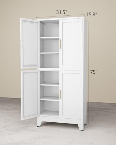 75" Metal Garage Storage Cabinet with 4 Doors 4 Adjustable Shelves - Image 3