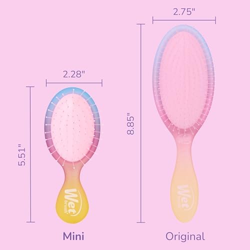 Wet Brush Mini Detangler Hair Brush for Gentle Knot Removal, Compact Travel Size, Soft Bristles for Pain-Free Detangling, Less Breakage, Works on All Hair Types, Limited Edition, Electric Sky Pink - Image 4