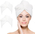 YoulerTex Hair Towel Hairs Wrap: 2 Pack 10X26 Hair Dryer Towels for Women Absorbent Turban Twist Drying Shower Cap Curly Hairs Products for Hair's Care Accessories (White) by YoulerTex