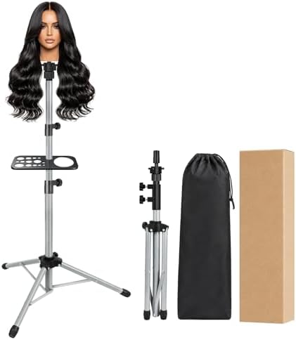 AliLeader 50 Inch Wig Stand Tripod with Tray Adjustable Mannequin Head Stand Wig Head Stand Wig Tripod Stand for Training Heads and Canvas Block Head (Mannequin Head Not Included,Silvery) by AliLeader
