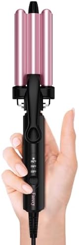 Farery Mini 3 Barrel Hair Waver, 1/2 Inch Curling Iron for Women, Rose Pink by FARERY