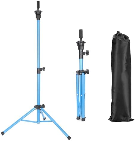 Mannequin Head Stand, Adjustable Wig Head Stand, Reinforced Metal Mannequin Head Stand Wig Stand Tripod for Cosmetology Hairdressing Training (blue, 48inch) by Unknown