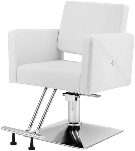Artist hand Barber Salon Chair for Hair Stylist with Back Cover, White by Artisthand