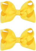 2 PCS 4.5inchs Hair Bows for Girls Grosgrain Ribbon Hair Bow Alligator Clips Hair Accessories for Baby Girls Toddlers(Yellow) by JUCCPUL
