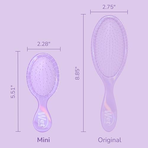 Wet Brush Mini Detangler Hair Brush for Gentle Knot Removal, Compact Travel Size, Soft Bristles for Pain-Free Detangling, Less Breakage, Works on All Hair Types, Limited Edition, Prismatic Glow Purple - Image 4