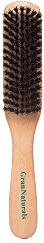GranNaturals Boar Bristle Slick Back Hair Brush - Large Soft/Medium Smoothing Hairbrush to Style, Polish, & Lay Hair Down Flat to Create a Sleek Frizz Free Hairstyle for Women and Men by GranNaturals