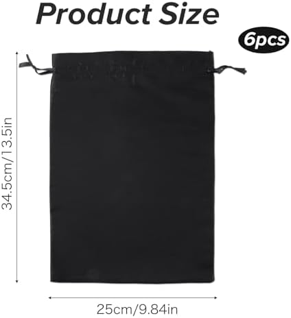 6Pcs Wig Bags with Satin Drawstring, Black Silk Hair Storage Bags for Multiple Wigs, Bundles, Extensions(Black) - Image 2