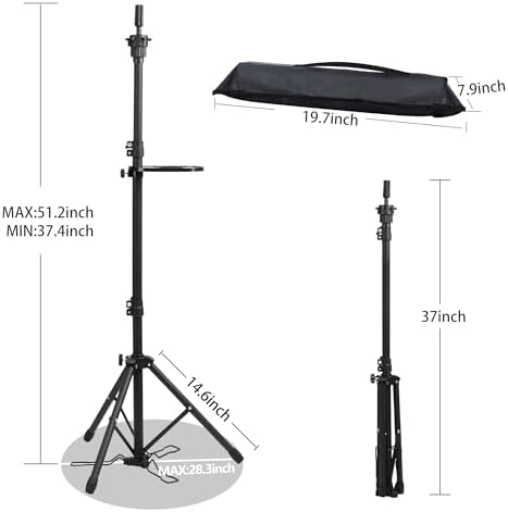 Klvied Wig Stand Tripod Adjustable Mannequin Head Stand with Foot Panel, Reinforced Metal Wig Head with Tool Tray for Cosmetology Hairdressing Styling Training - Image 5
