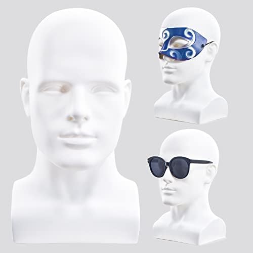 FanLin Male Mannequin Head Professional Manikin Head for Display Wigs Hats Headphone Mask Sunglasses Jewelry and Scravat Display Stand (Matte white) by FanLin