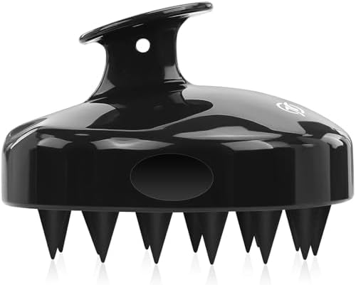 FREATECH Scalp Scrubber Scalp Massager Hair Growth, Shower Shampoo Brush with Silicone Bristles for Dandruff Removal and Hair Care, Wet & Dry Hair Massager Scalp Exfoliator for Men Women Kids，Black by FREATECH