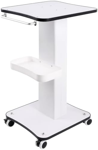 Kalolary Beauty Salon Trolley Cart, Aluminum Spa Rolling Cart with Wheels Beauty Instrument Tray Rolling Cart with Tray Salon Rolling Trolley Cart, Back Metal Border by Kalolary