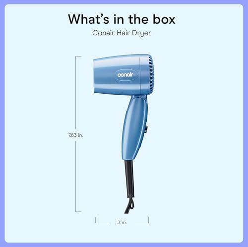 Conair Dual Voltage Hair Dryer, Compact Folding Handle Design, 1600W - Image 7