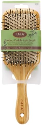 CALA Bamboo Paddle Hair Brush, Large Wide Cushion Base with Ball-Tipped Bristles, Detangles Wet or Dry Hair, Smooths & Straightens, Scalp-Massage Feel, All Hair Types by CALAPRODUCTS