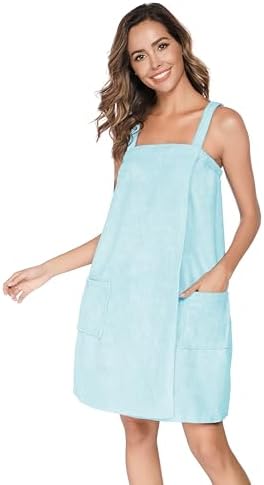 Veseacky Women Bath Wrap Towel for Womens Shower with Pocket Adjustable Spa Robe & Facial Headband - Image 4