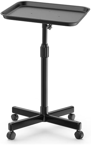 36" Salon Tray on Wheels Black, Adjustable Height Tattoo Tray Cart by WelcometoVERYTOPBeauty