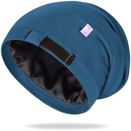 OLESILK 100% Mulberry Silk Bonnet for Sleeping, Mens Bonnet for Curly Hair, 100% Real Silk for Frizzy Hair, Royalblue by OLESILK