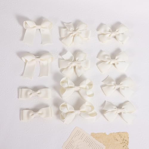12-Pack 3" Off White Grosgrain Hair Bows for Girls, Handmade Alligator Clip Barrettes, Everyday Hair Accessories for Toddlers, Kids, Teens, Secure Non-Slip Styling in Pairs - Image 5
