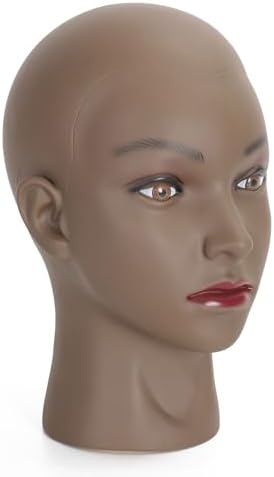 Bald Female Mannequin Head Makeup Training Head Wig Head Professional Cosmetology for Wig Making and Display Hat Helmet Glasses Display Head Model with Free Clamp Stand - Image 4