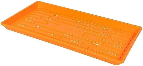 SUNPACK 10" x 20" Heavy Duty Shallow Plastic Seed Starting Tray, Orange, 1" (Pack of 10) - Lined with Drainage Holes for Excess Water and Aeration, Ideal for Greenhouses or Indoor Gardening - Image 2