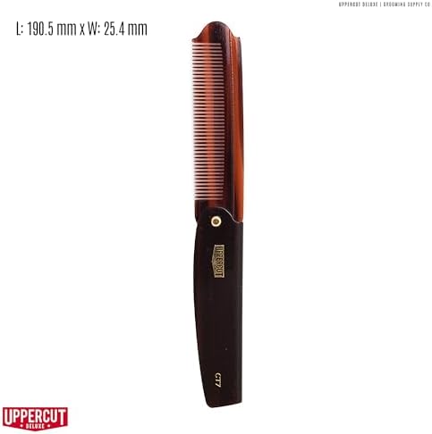 Uppercut Deluxe CT7 Flip Comb – Folding Pocket Hair Comb for Men, Travel Size Styling Comb, Durable Plant Cellulose Acetate, Fine & Medium Teeth, Portable Grooming Comb for On-The-Go Hair Styling - Image 4