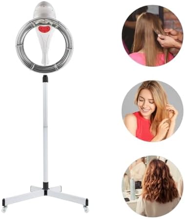 Hooded Stand Up Hair Bonnet Dryer Orbiting Rotating Hair Processor Perm Styling with Timer Swivel Caster Rolling Base for Beauty Salon or Home Use 360 Degree Rotation Compatible White - Image 3