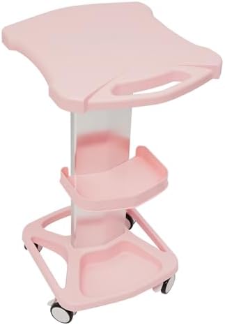 Pink Acrylic Salon Cart, Rolling Beauty Trolley with Wheels(28.74" H) - Image 5