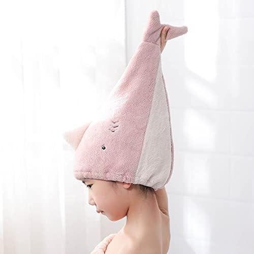 Hair Drying Towel for Kids Girls, Cute Cartoon Absorbent Quick Drying Bath Wrap Set for Bathing, Spa, Swimming Pool, Soft Microfiber Cap for Curly Long & Wet Hair, Pink - Image 3